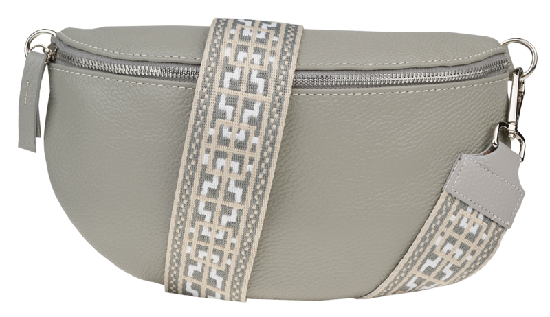 Sivá kožená talianska crossbody kabelka Reni Grande Grigia Nuvole s prídavným pruhom III NovaKabelka.sk