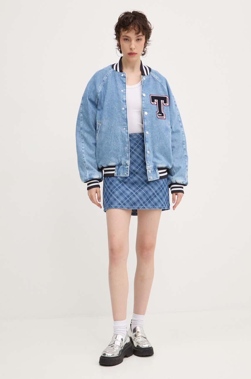 Džínsová bomber bunda Tommy Jeans prechodná, DW0DW18202