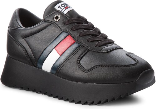 sneakersy tommy jeans high cleated sneaker en0en00288 black 990