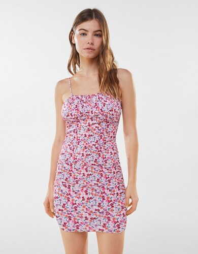 bershka pink floral dress