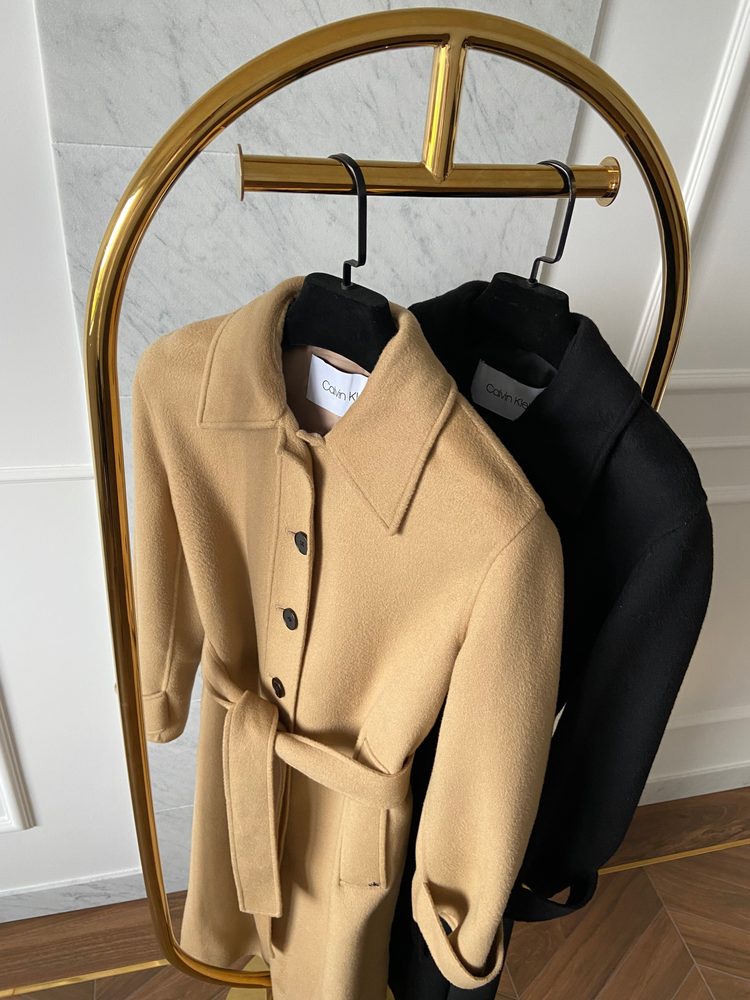 Calvin Klein béžový flaušový kabát
