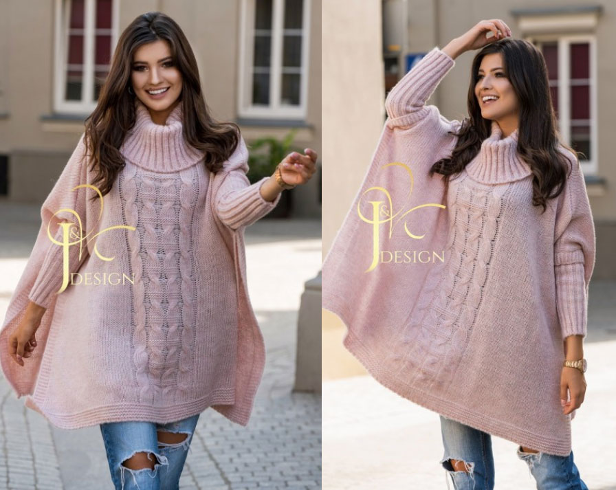 Fashionweek Pletené dámske pončo sveter s rolákom JK-LUNA