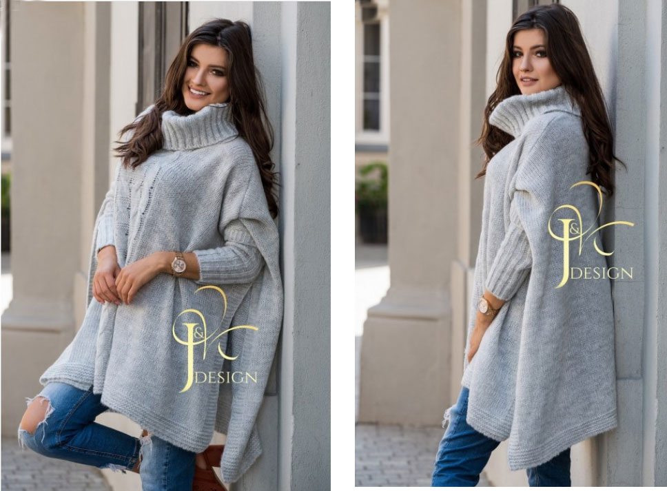 Fashionweek Pletené dámske pončo sveter s rolákom JK-LUNA