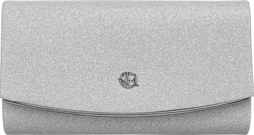 Rovicky strieborná listová kabelka s trblietavou textúrou a odnímateľnou retiazkou R-XS013