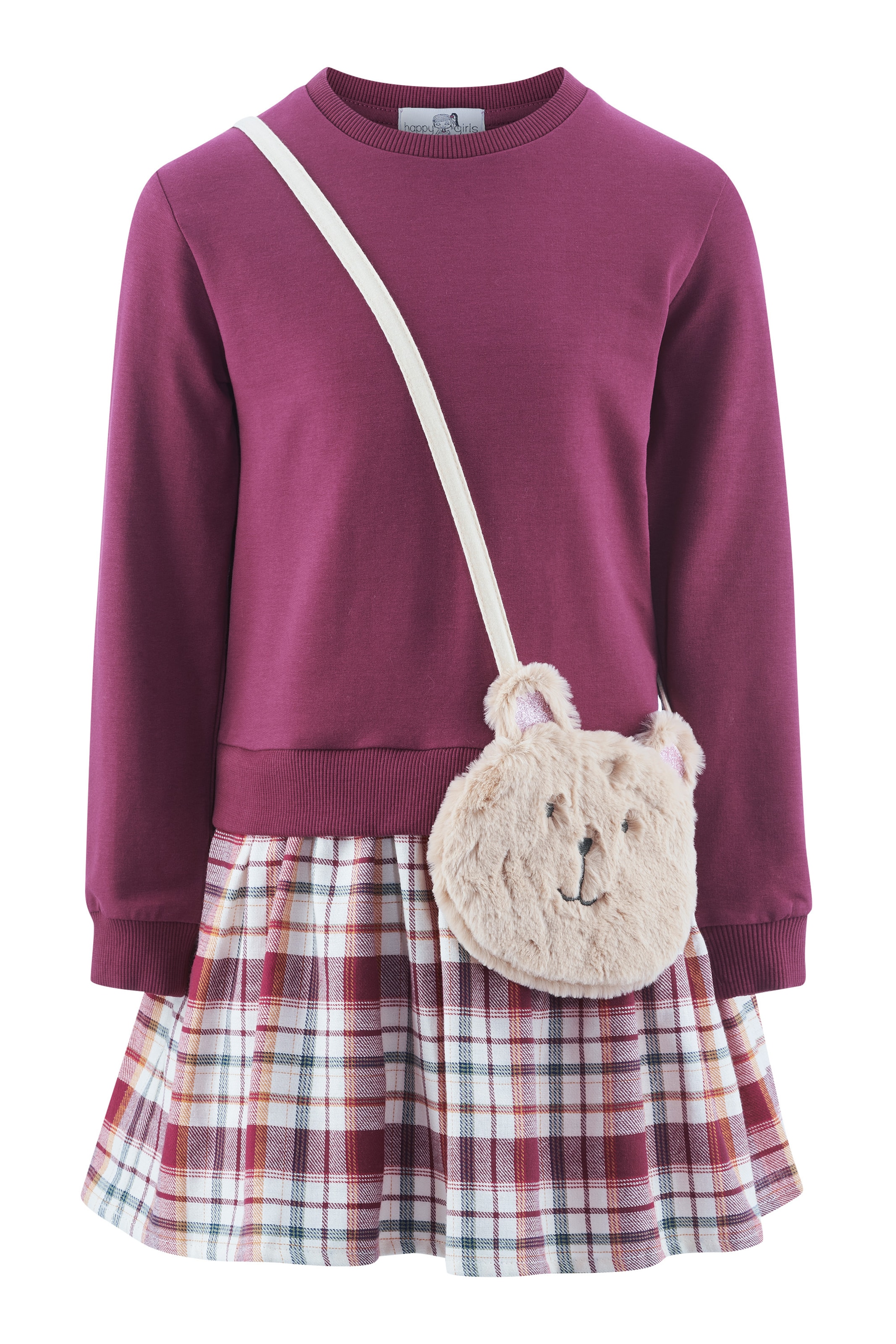 happy girls Šaty svetlobéžová / marhuľová / červeno-fialová / biela