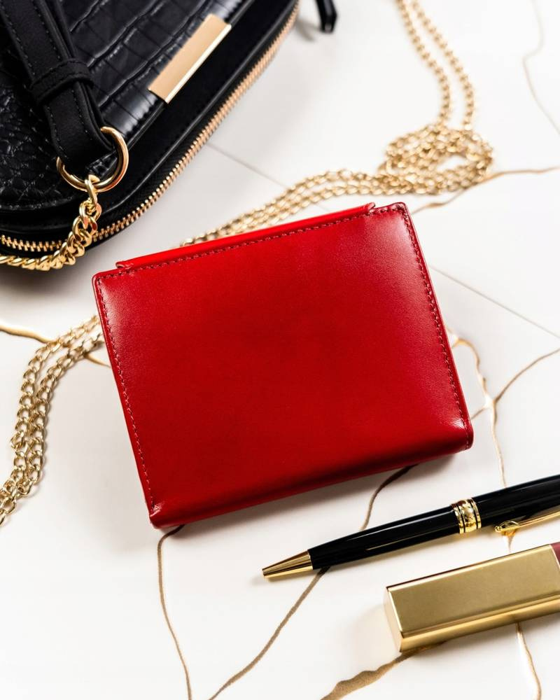 Peterson Červená stredná kožená peňaženka s kľúčenkou Y396 [DH] PTN SET-D-19-KCS