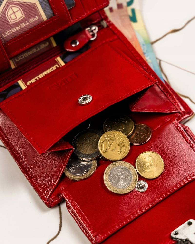 Peterson Červená stredná kožená peňaženka s kľúčenkou Y396 [DH] PTN SET-D-19-KCS