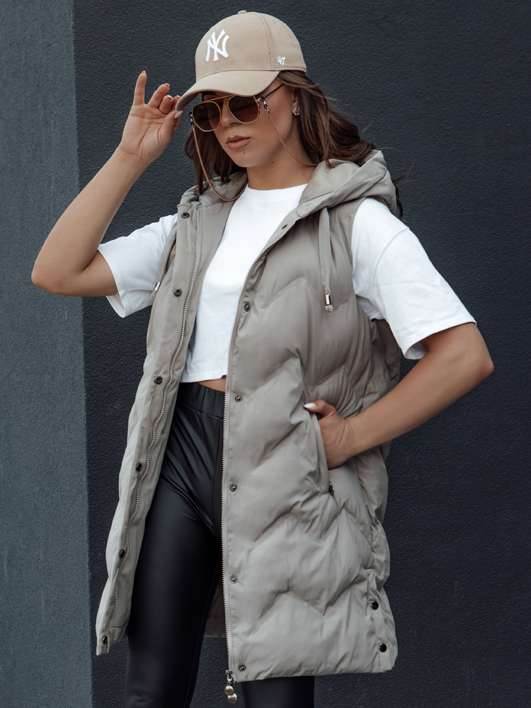 Dámska prešívaná vesta TAMIRA béžová Dstreet TY4528