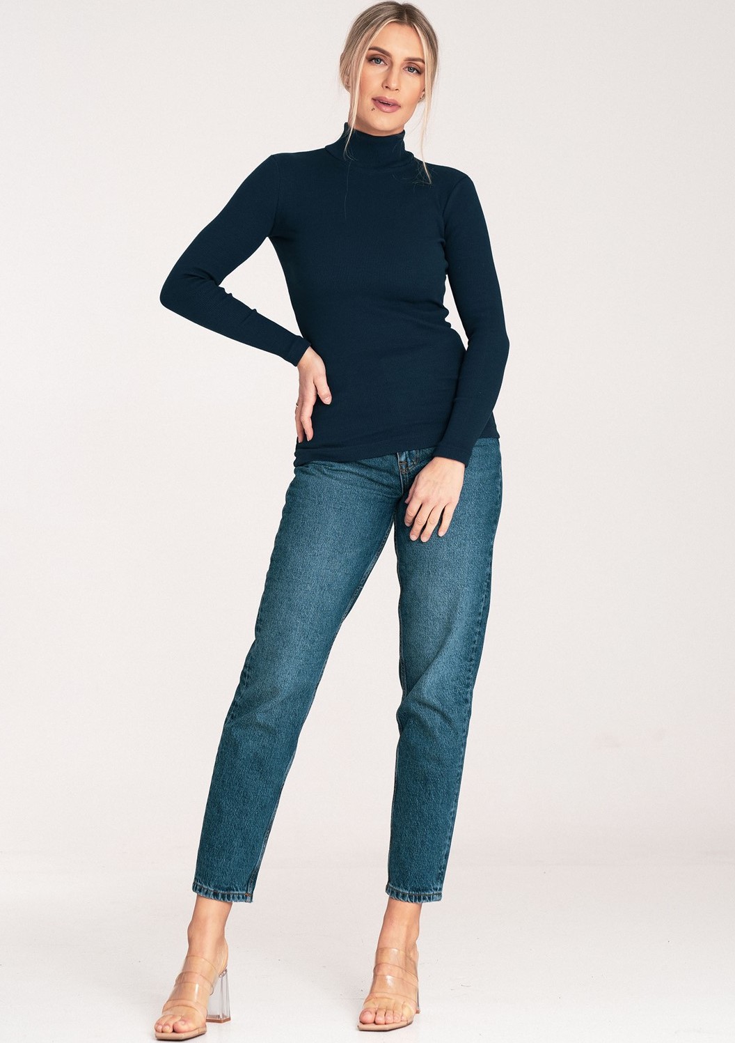 FIGL Dámsky tmavomodrý bavlnený rolák M1058 Navy