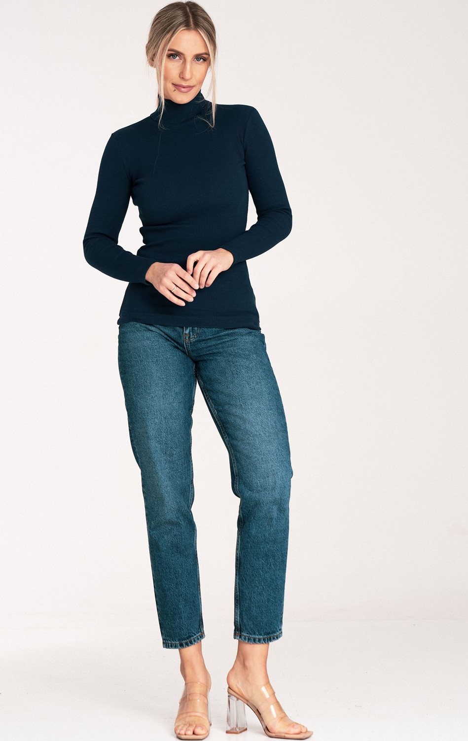 FIGL Dámsky tmavomodrý bavlnený rolák M1058 Navy