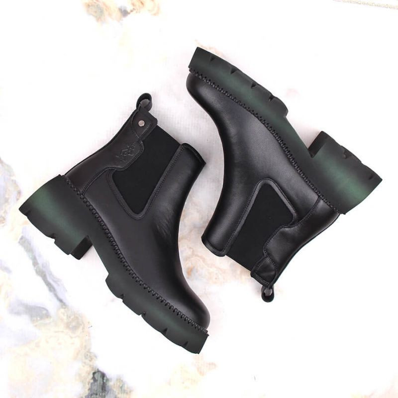 Dámske zateplené kožené členkové topánky PAW484 Black - Filippo