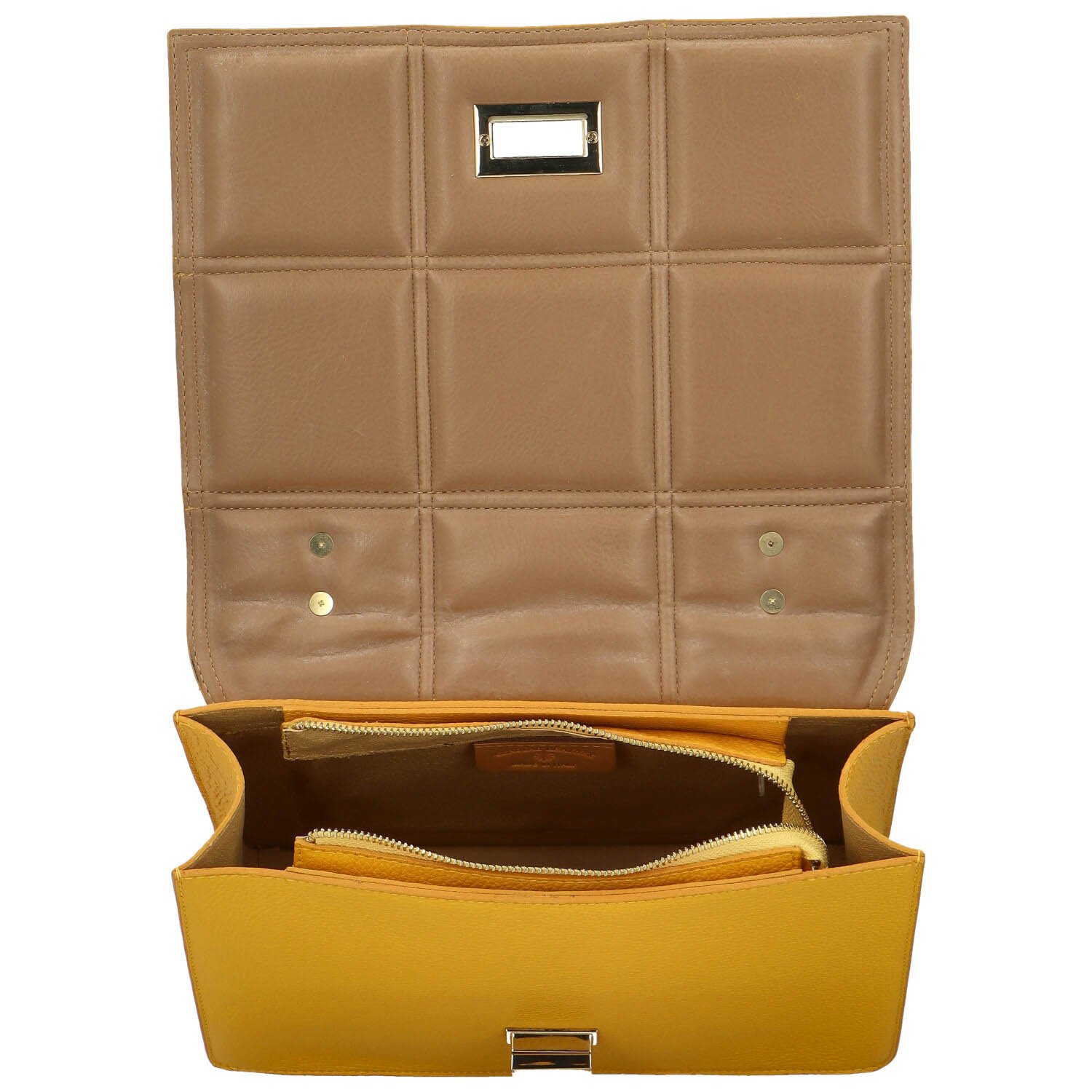 Delami Vera Pelle Módna dámska kožená kabelka do ruky Siera, žltá