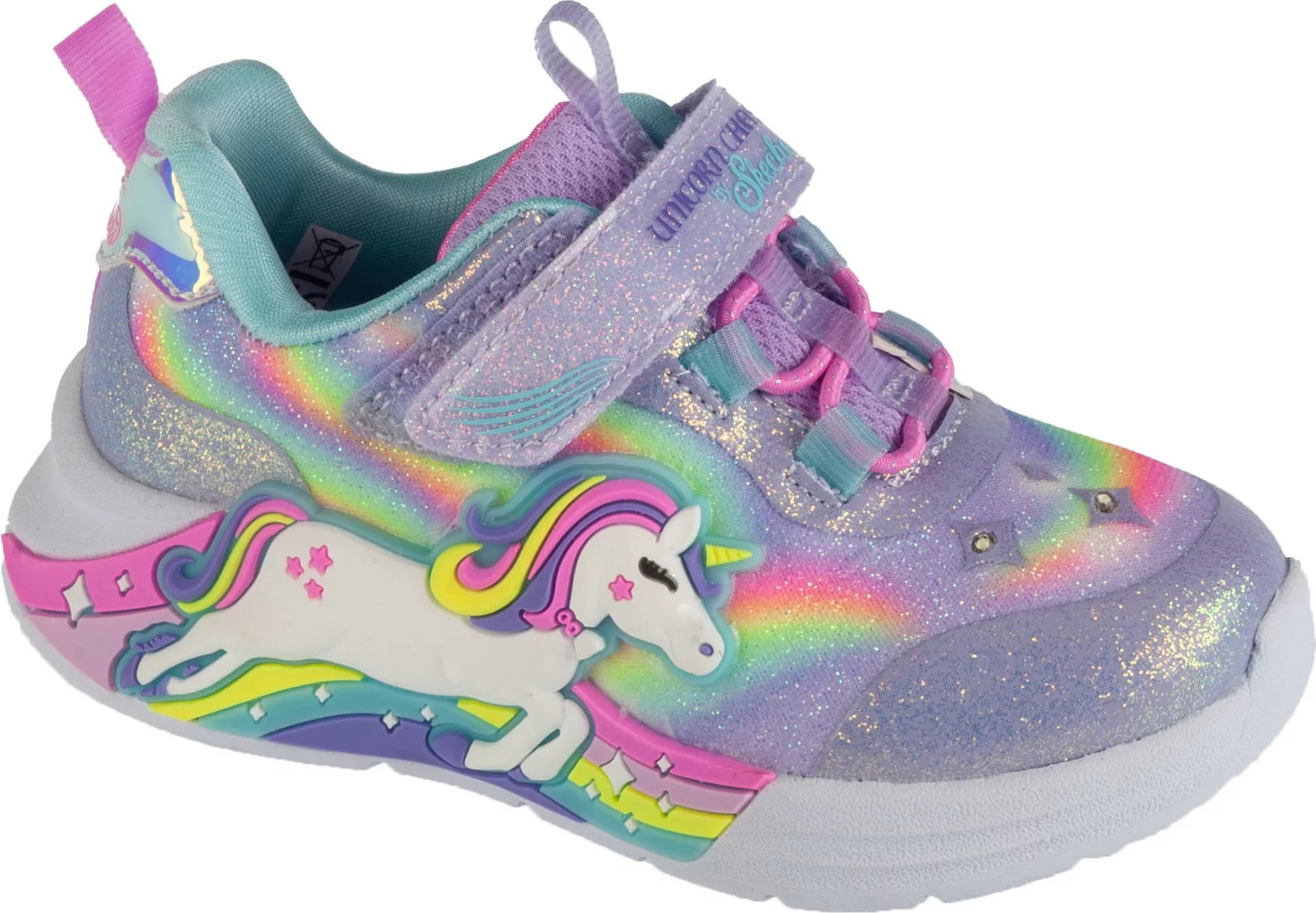 Svetlofialové dievčenské svietiace tenisky Skechers Unicorn Chaser 302298N-LVMT