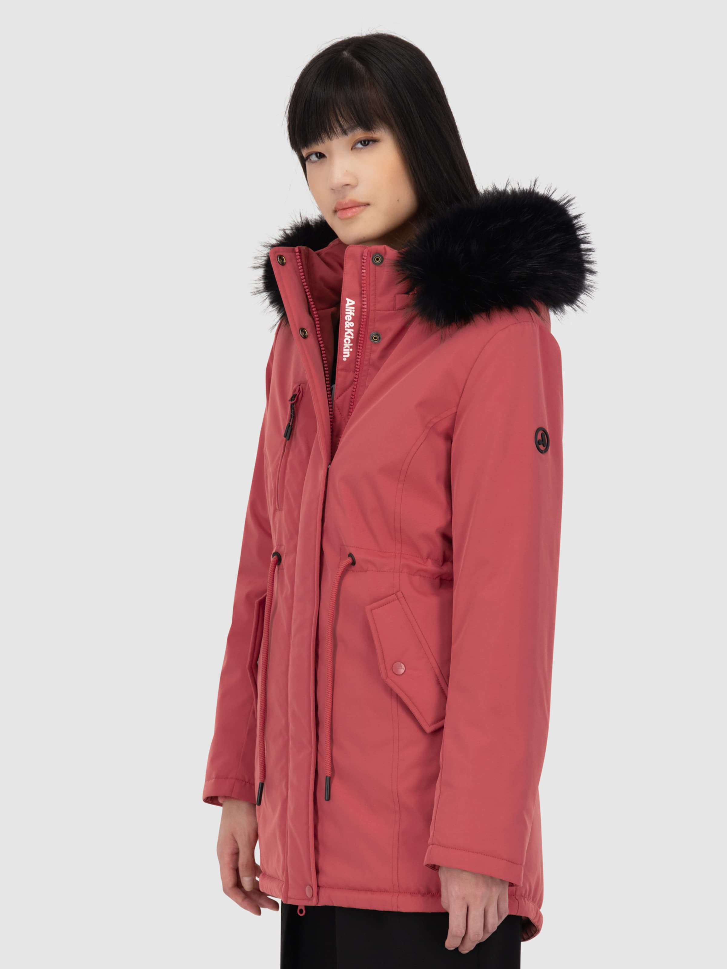 alife & kickin Zimná parka 'KierseyAK A' pastelovo červená / čierna