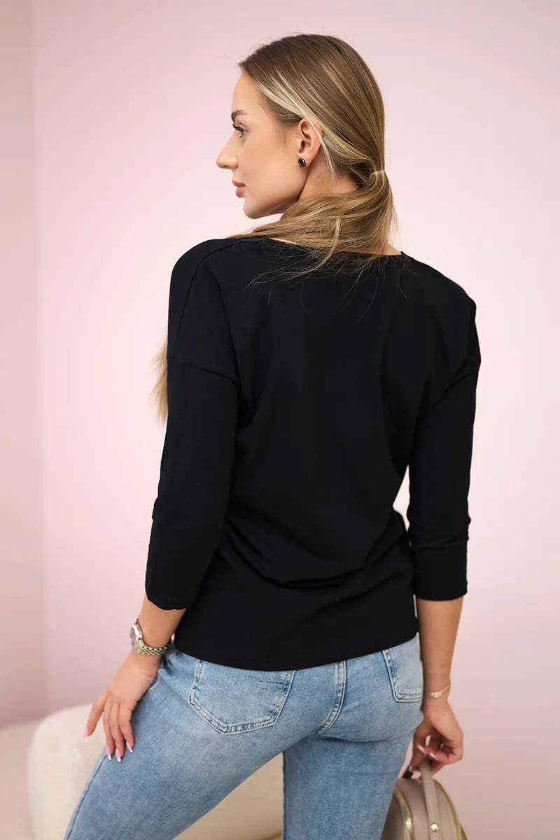 Kesi Black blouse with V-neck