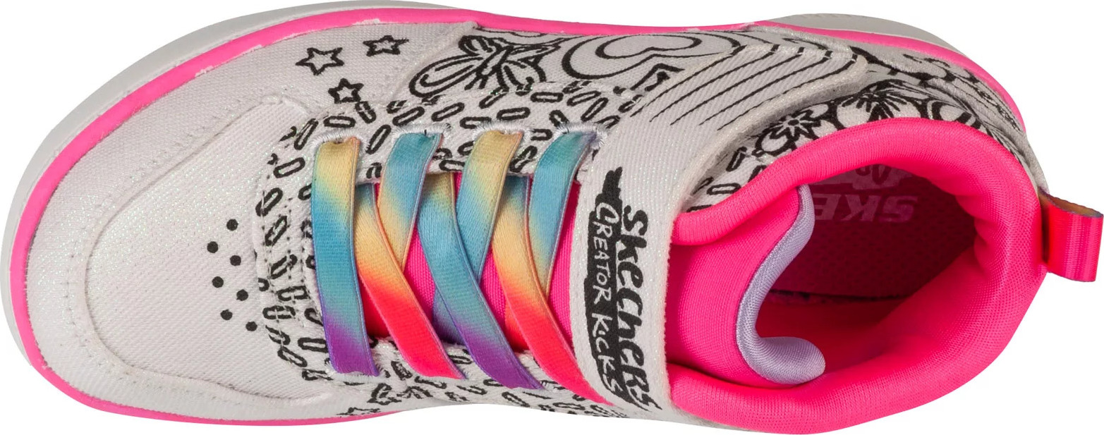 Biele dievčenské členkové tenisky Skechers Sport Court 92 - Color Me Kicks 302213L-WMLT