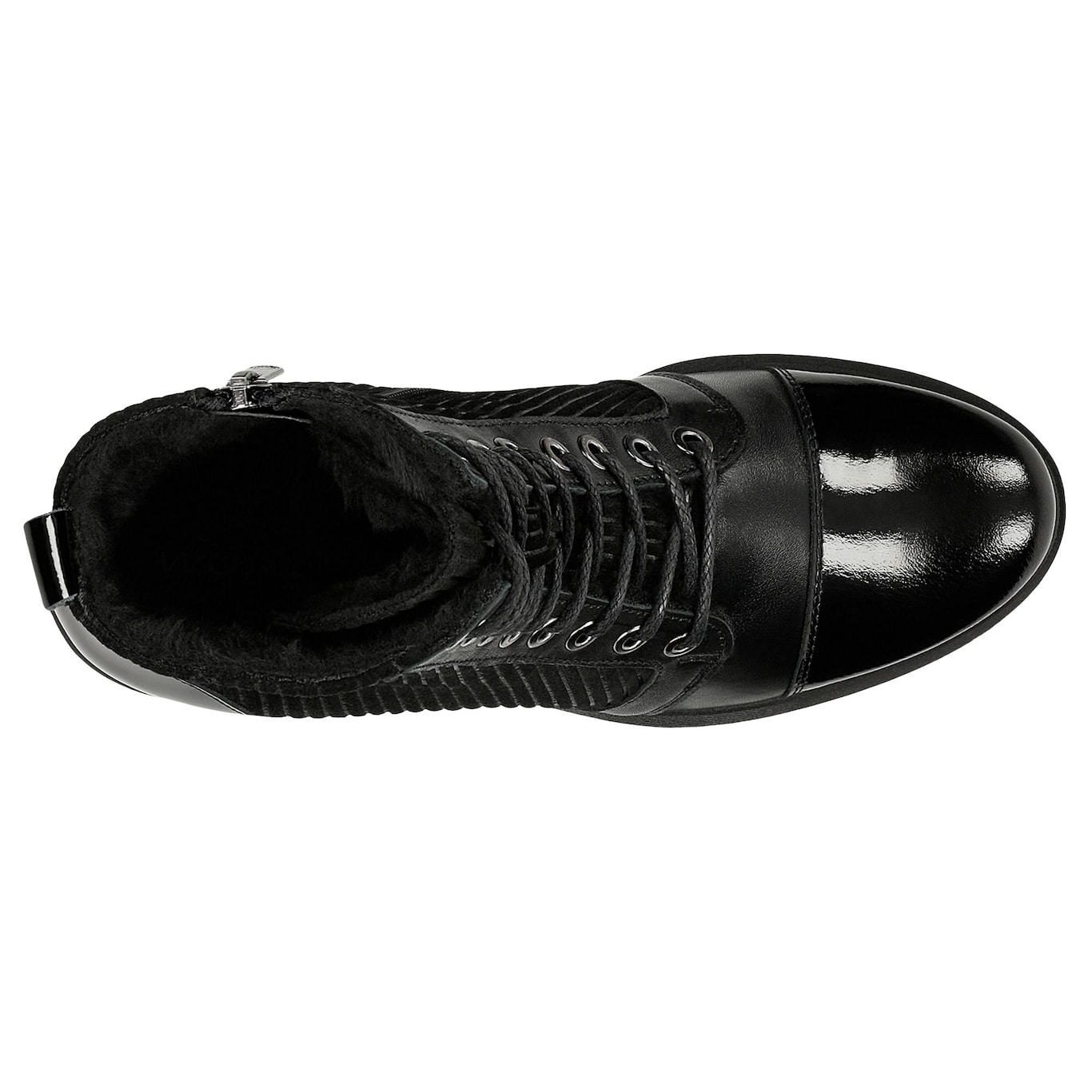 Wojas Čierne Dámske Tretiky Na Podpätku Z Zateplením Z Pleteniny S Kožušinkou