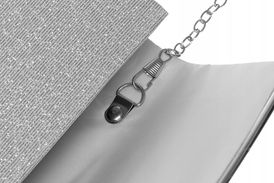 Rovicky strieborná listová kabelka s trblietavou textúrou a odnímateľnou retiazkou R-XS013