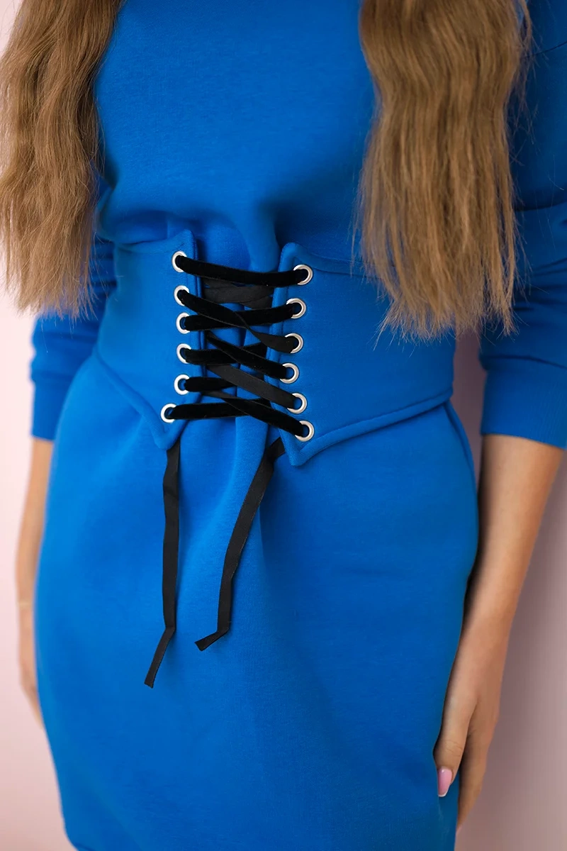 Zateplené šaty Aneli s ozdobným pásikom