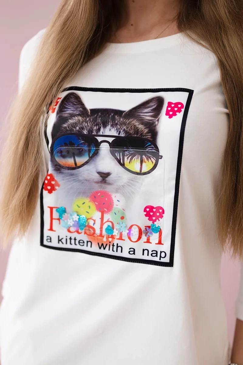 Šaty 66815 s 3D grafikou Cat