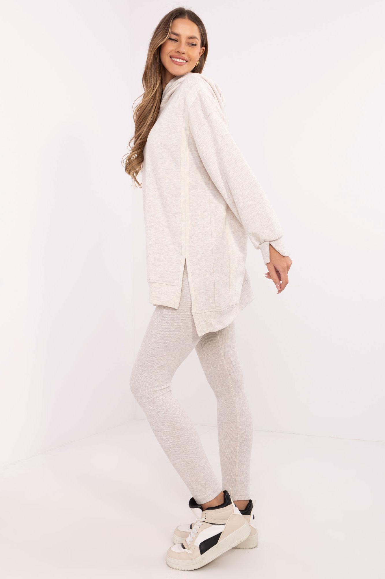 MladaModa Tepláková súprava s mikinou s rozparkami model 85805 svetlá béžová