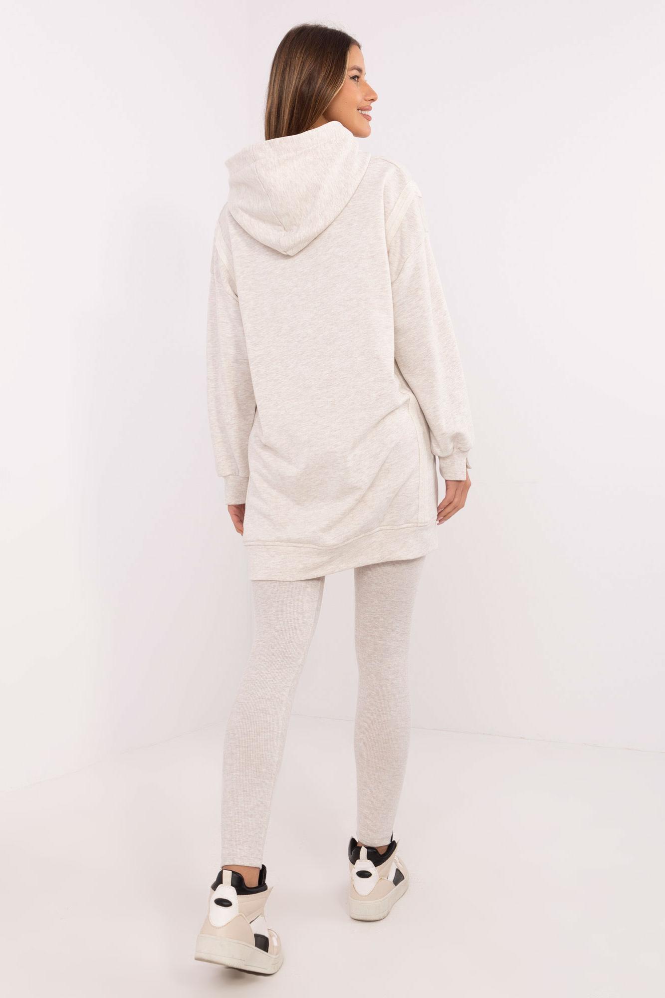 MladaModa Tepláková súprava s mikinou s rozparkami model 85805 svetlá béžová