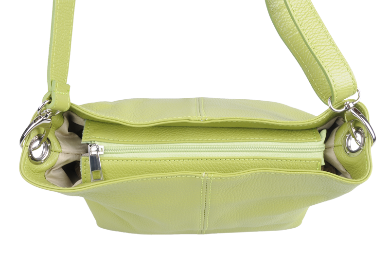 Zelená kožená talianska crossbody kabelka Batilda Verde Segnale s prídavným pruhom VII NovaKabelka.sk