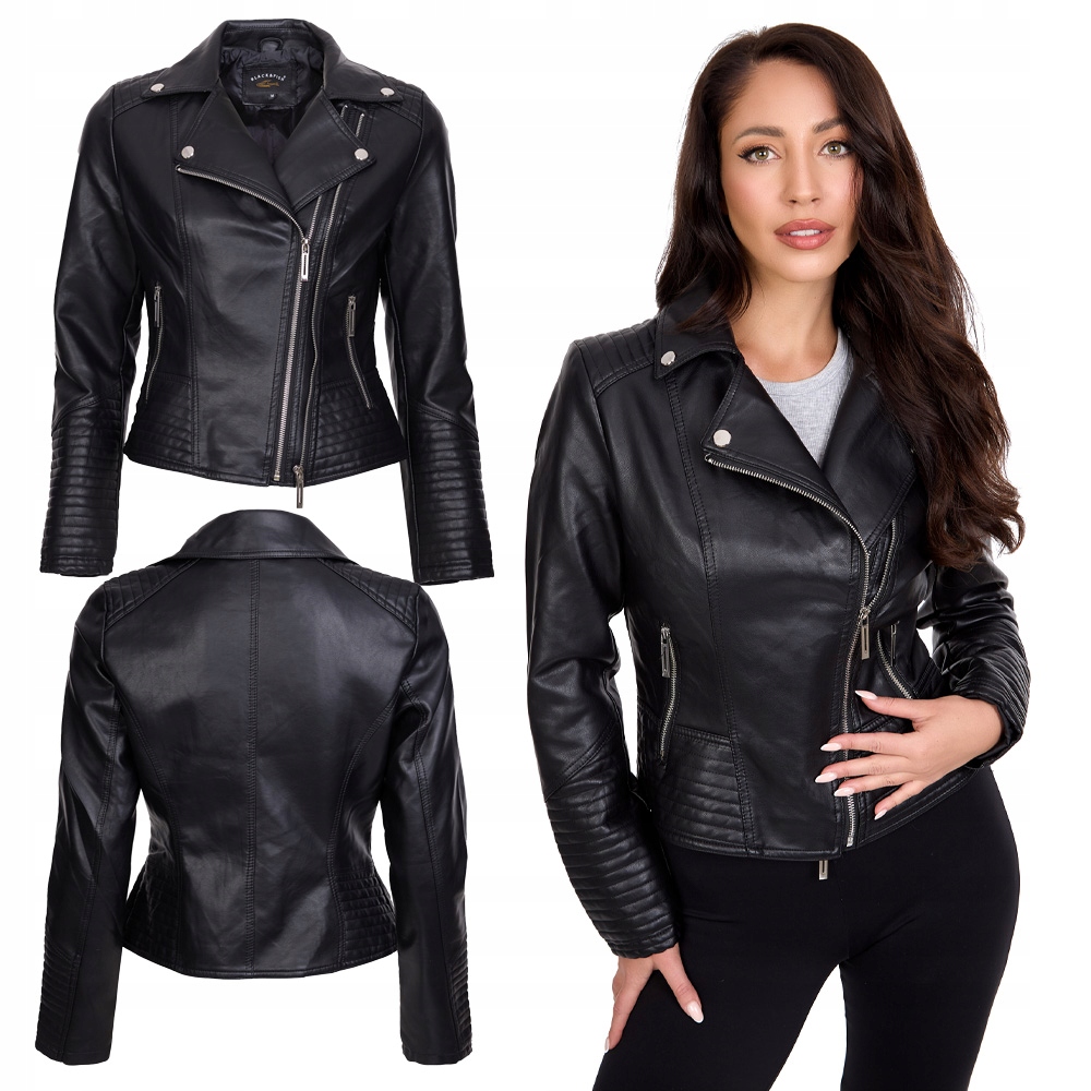 Fashionweek Štýlová eko kožená bundička, krivák RAMONESKA náramenníkmi MOTO BIKER TC077B