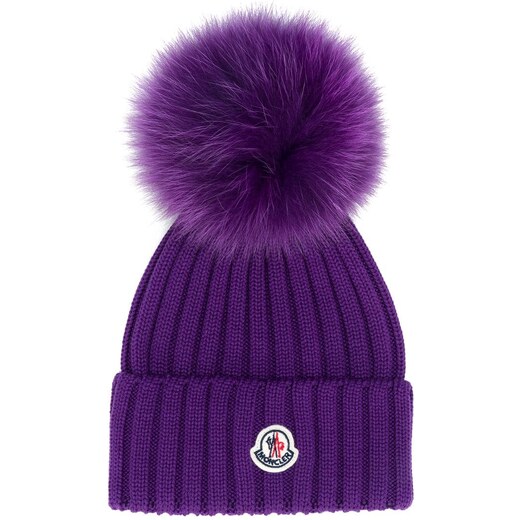 Moncler pompom detail hat - Purple 