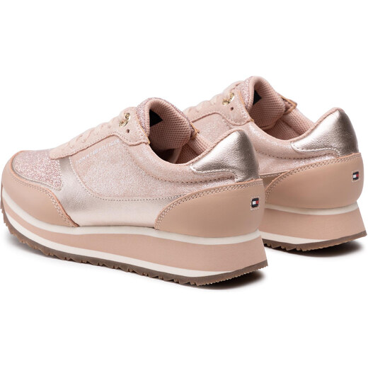 sneakers tommy hilfiger metallic retro runner fw0fw03337 mahogany rose 641