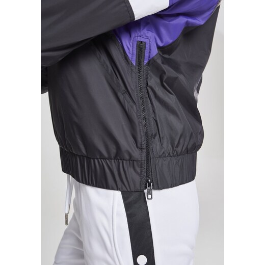 URBAN CLASSICS Ladies Jacket Pull white Over - black/ultraviolet/ Padded 3-Tone