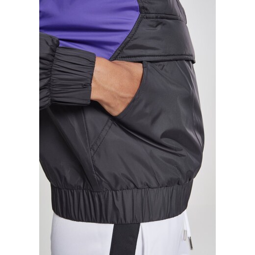 URBAN CLASSICS Ladies 3-Tone Padded Pull Over Jacket - black/ultraviolet/ white