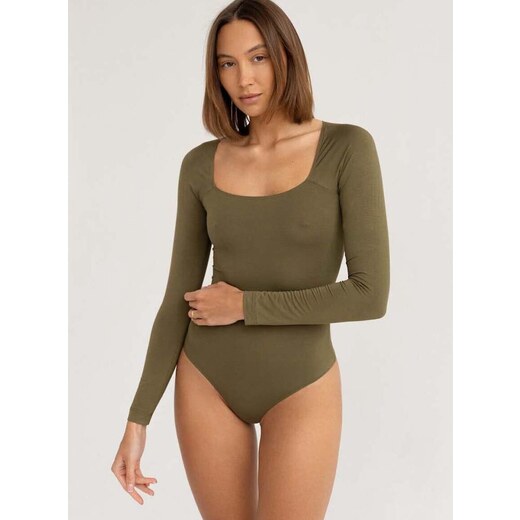 Saint Body V Neck Bodysuit - Nude 