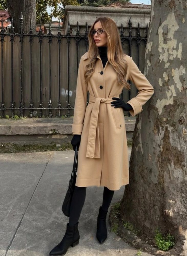 Calvin Klein béžový flaušový kabát