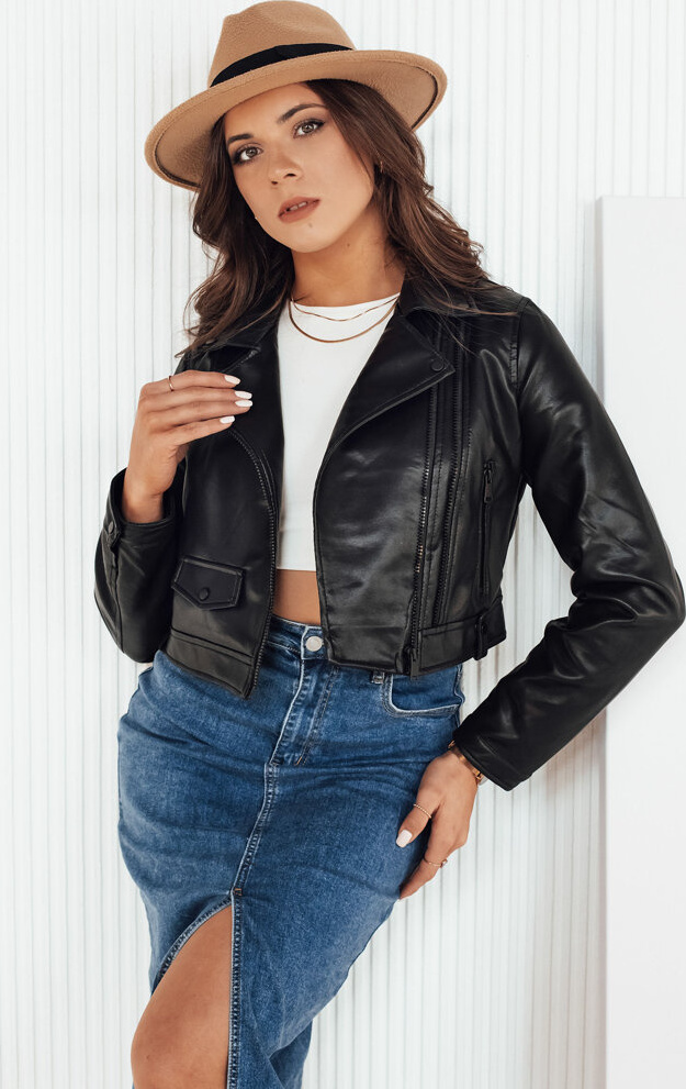 BASIC Čierna koženková crop bunda MOLTION TY4158