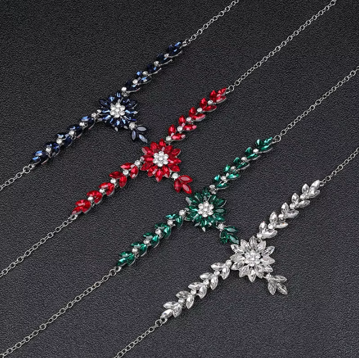 B-TOP Postriebrená 2-dielna súprava s kryštálovými kvetmi