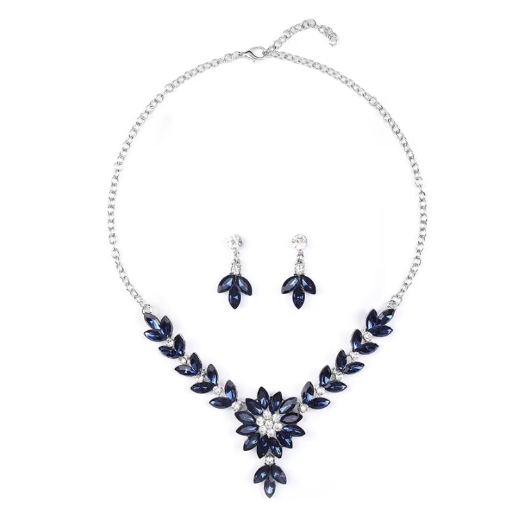 B-TOP Postriebrená 2-dielna súprava s kryštálovými kvetmi