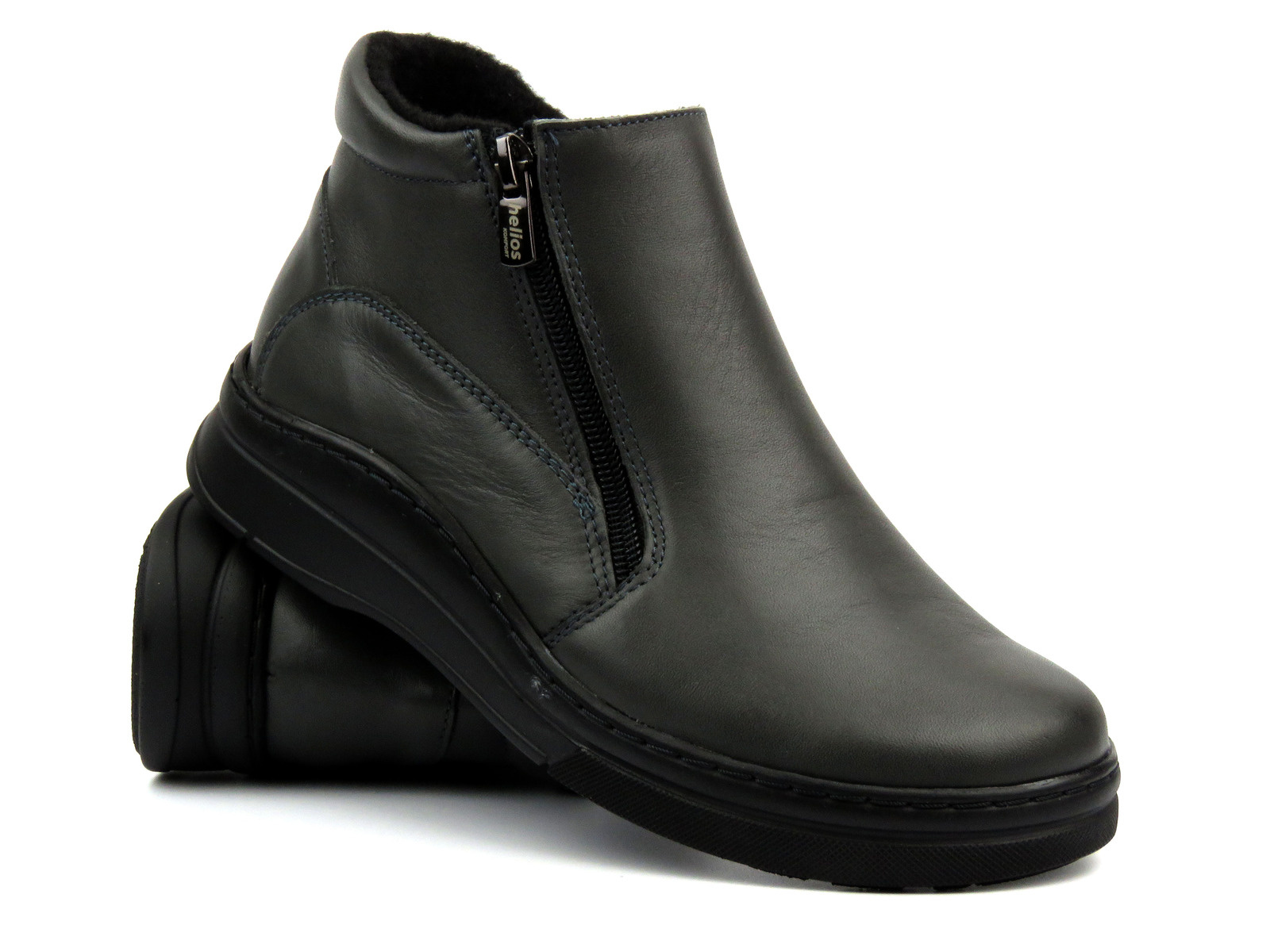 Dámské kotníkové boty se dvěma zipy - HELIOS Komfort 595, šedé