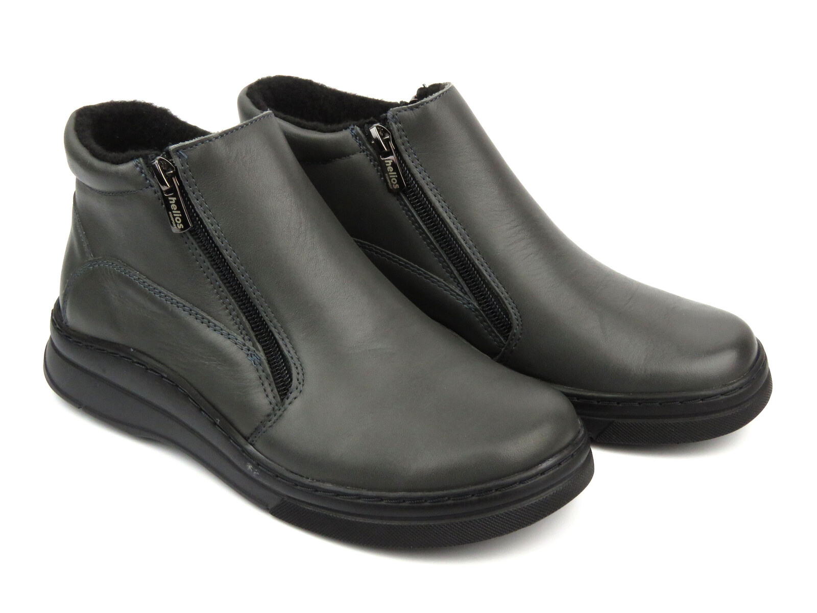 Dámské kotníkové boty se dvěma zipy - HELIOS Komfort 595, šedé