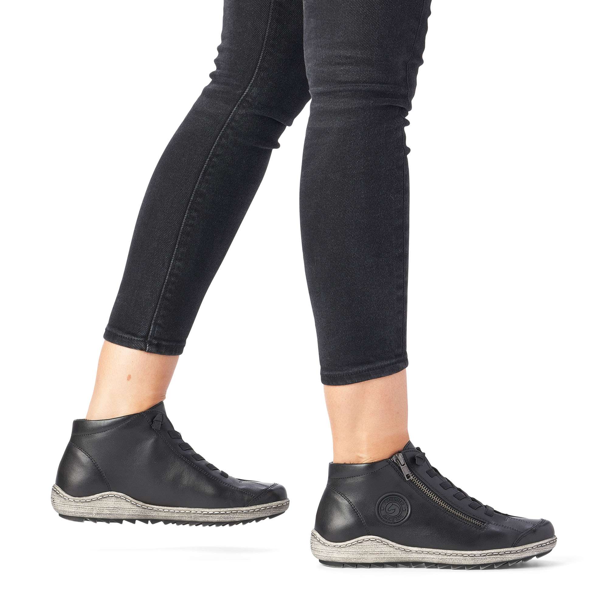 RIEKER Dámska členková obuv REMONTE R1498-01 čierna W5