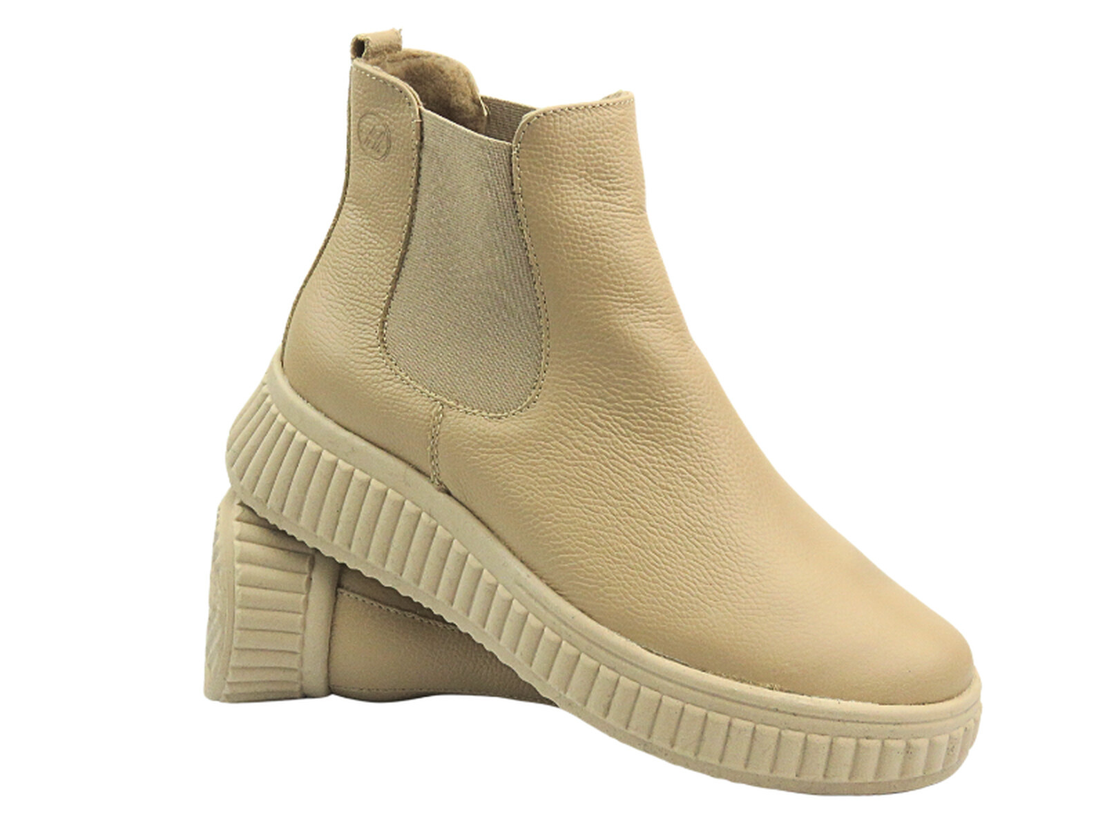 Helios Komfort Pohodlné dámské kožené pantofle - HELIOS Comfort 510P, světle béžová barva