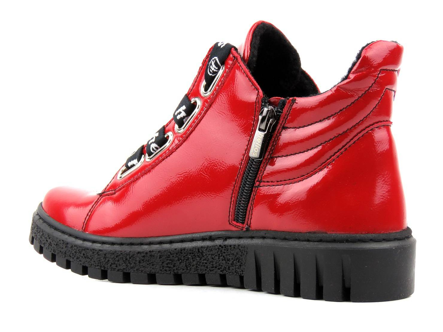 Dámské kotníkové boty z lakované kůže - HELIOS Komfort 513, červená