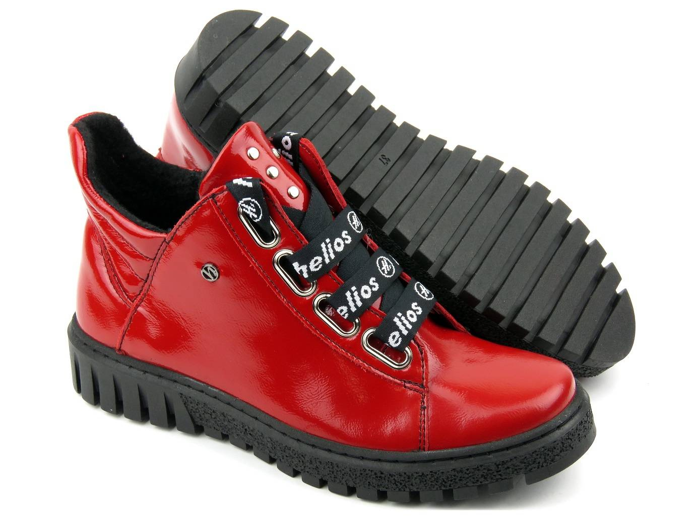 Dámské kotníkové boty z lakované kůže - HELIOS Komfort 513, červená