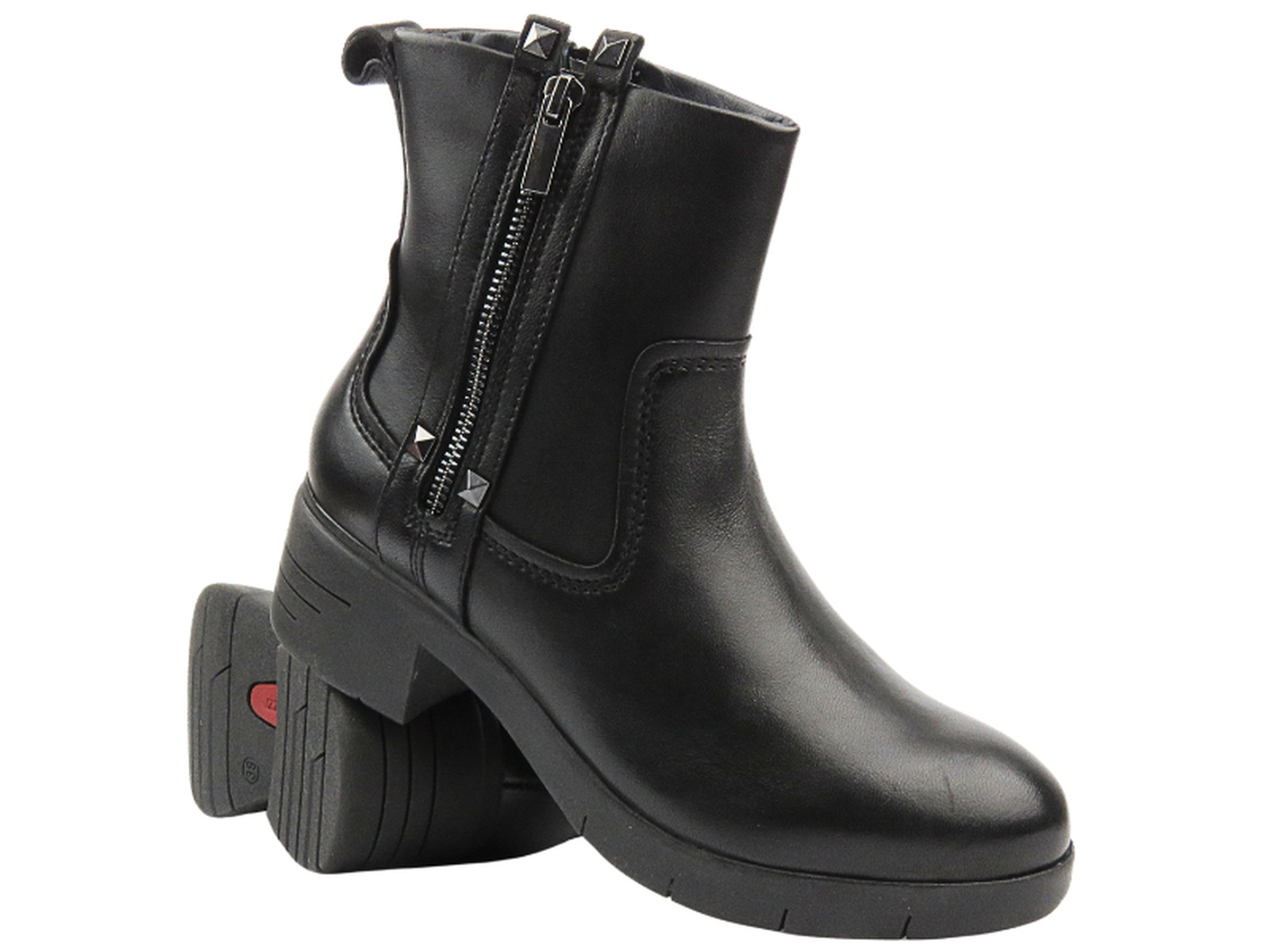 Marco Tozzi Semišové dámské kotníkové boty na vysokém podpatku - MACIEJKA 05720-01, černé