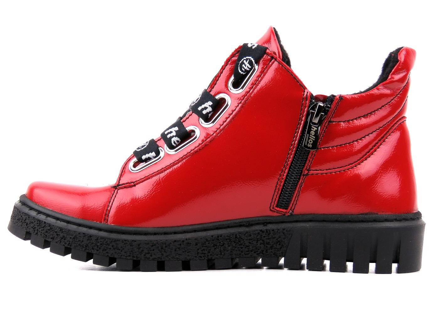 Dámské kotníkové boty z lakované kůže - HELIOS Komfort 513, červená