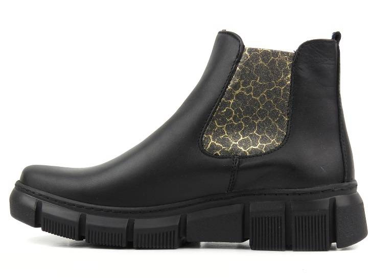 Dámské kožené Chelsea boty s leopardím potiskem - HELIOS Komfort 510S, černé