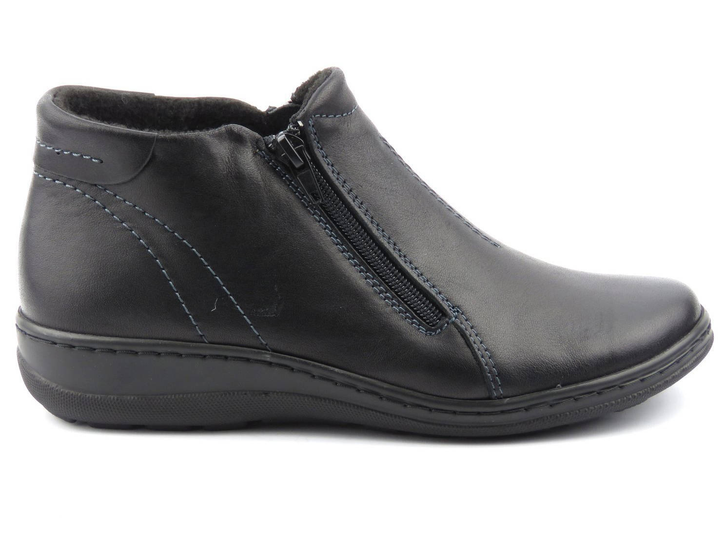 Lehké a pohodlné dámské kotníkové boty z přírodní kůže - HELIOS KOMFORT 642, černá