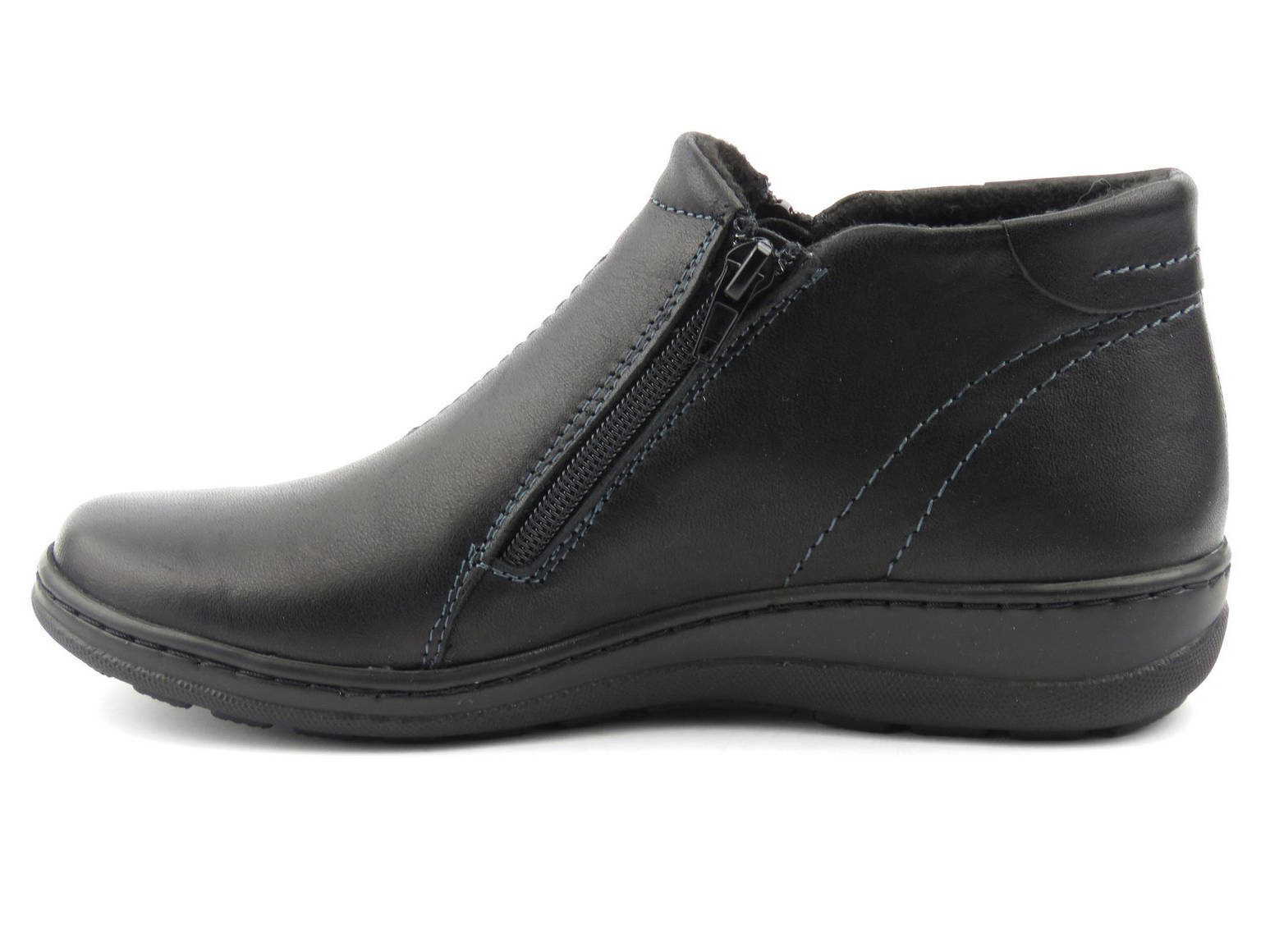 Lehké a pohodlné dámské kotníkové boty z přírodní kůže - HELIOS KOMFORT 642, černá