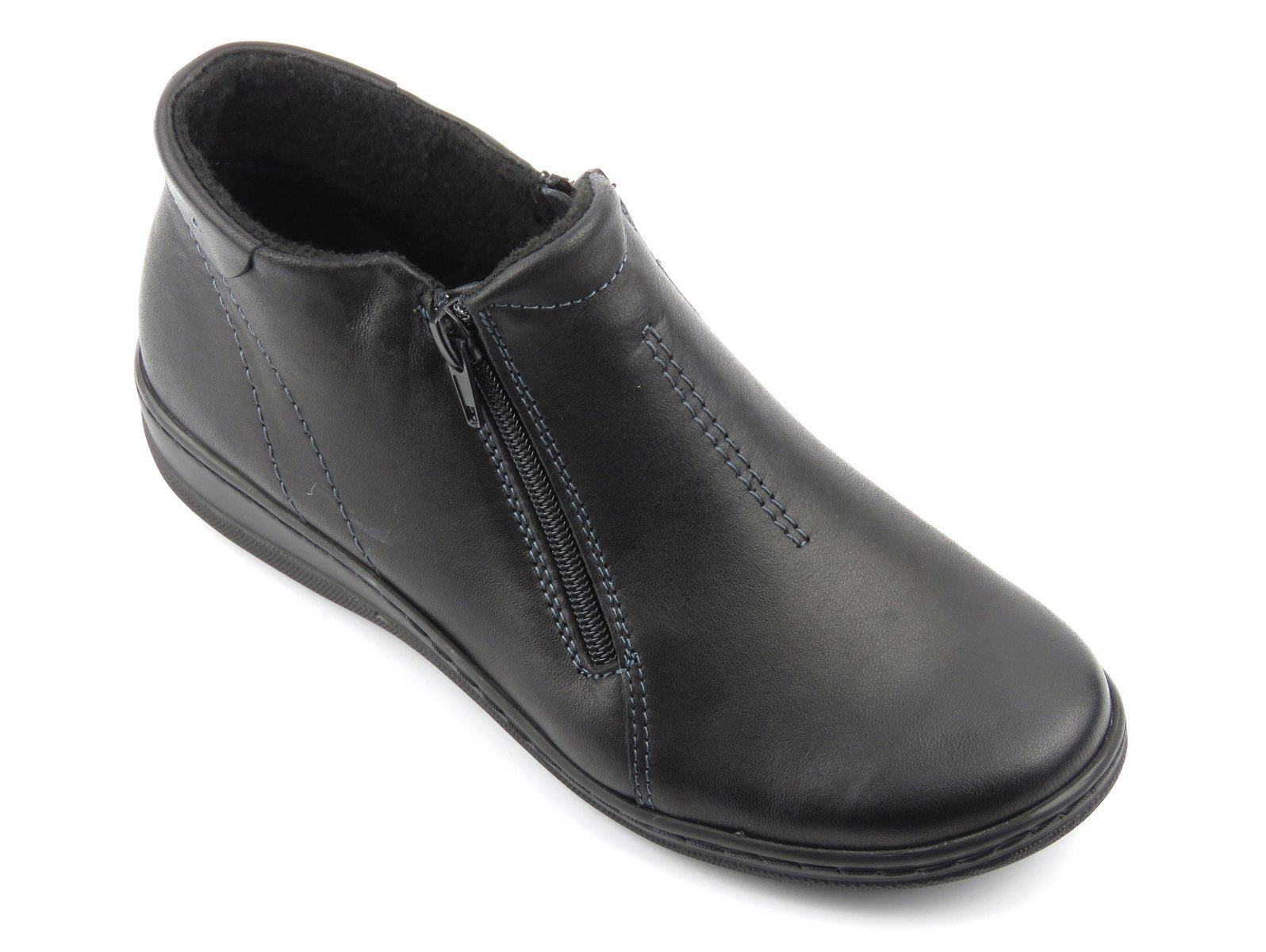 Lehké a pohodlné dámské kotníkové boty z přírodní kůže - HELIOS KOMFORT 642, černá