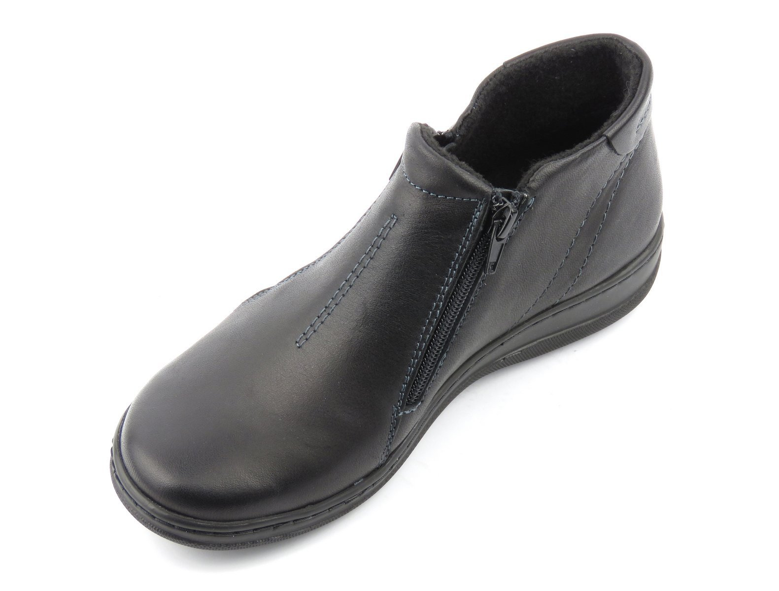 Lehké a pohodlné dámské kotníkové boty z přírodní kůže - HELIOS KOMFORT 642, černá